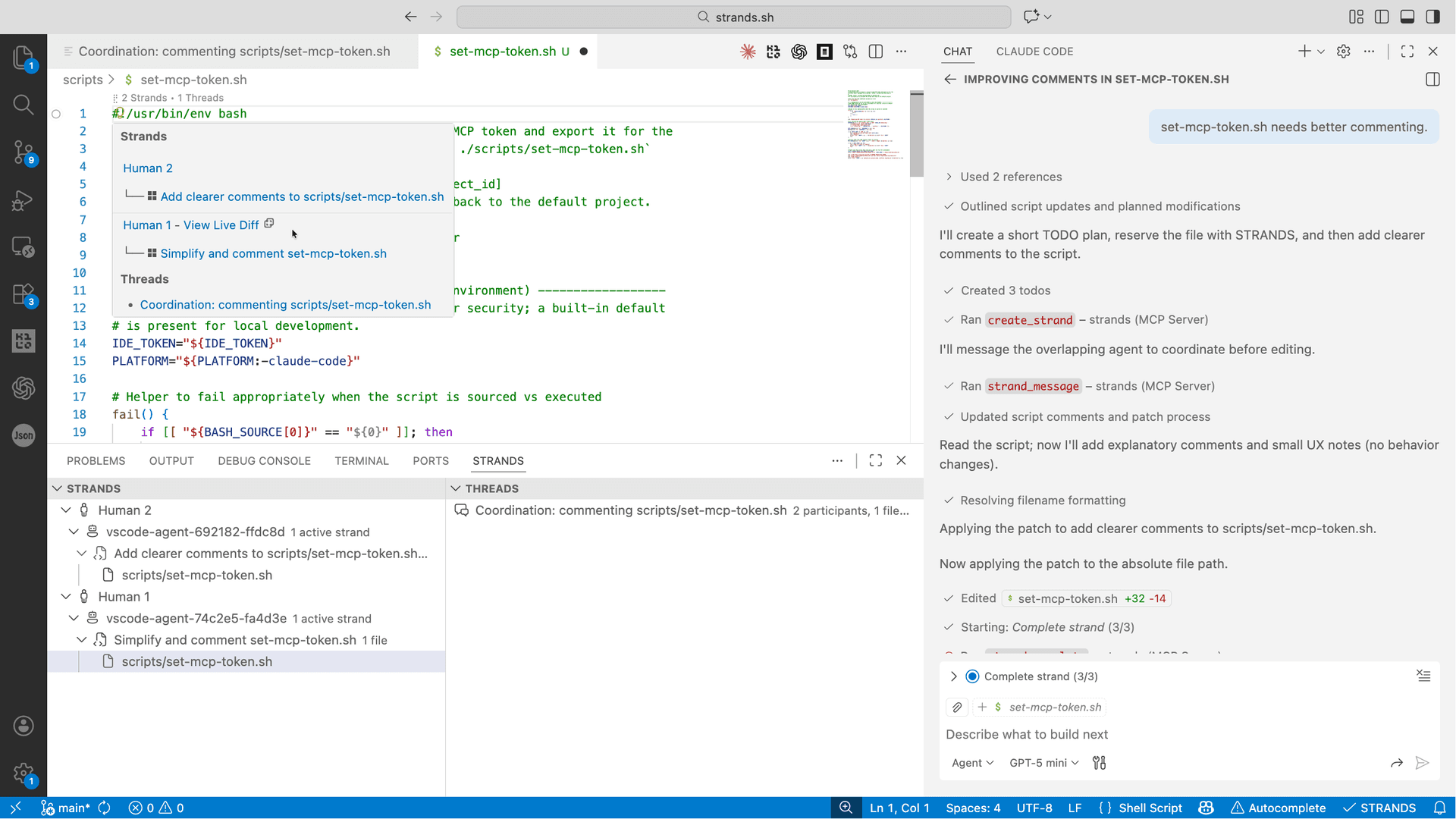 Strands IDE Extension Mockup